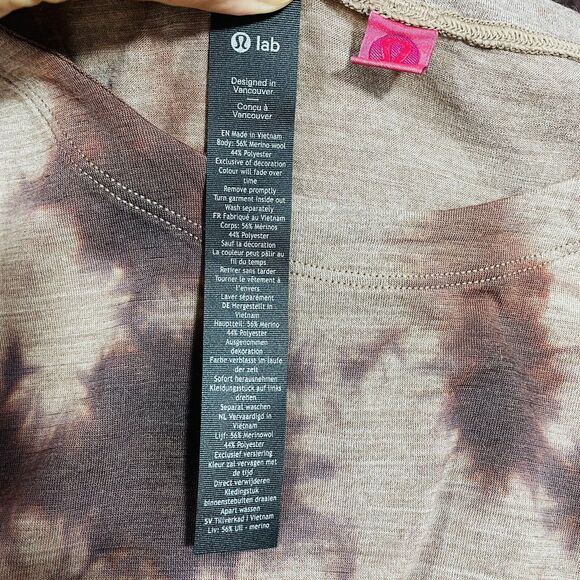Lululemon Size M Lab Wool Blend Tie Dye Long Sleeve MITD Brown NWT $98 - Picture 4 of 5